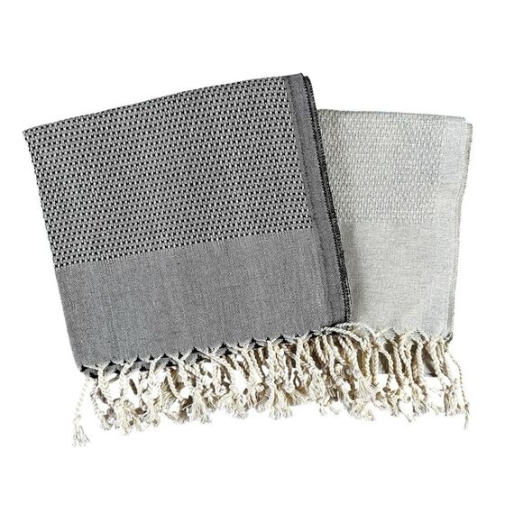 NEW Qty-2 Turkish Kitchen Dish Tea Hand Towel Peshtemal 100% Cotton Black Gray - Picture 8 of 8